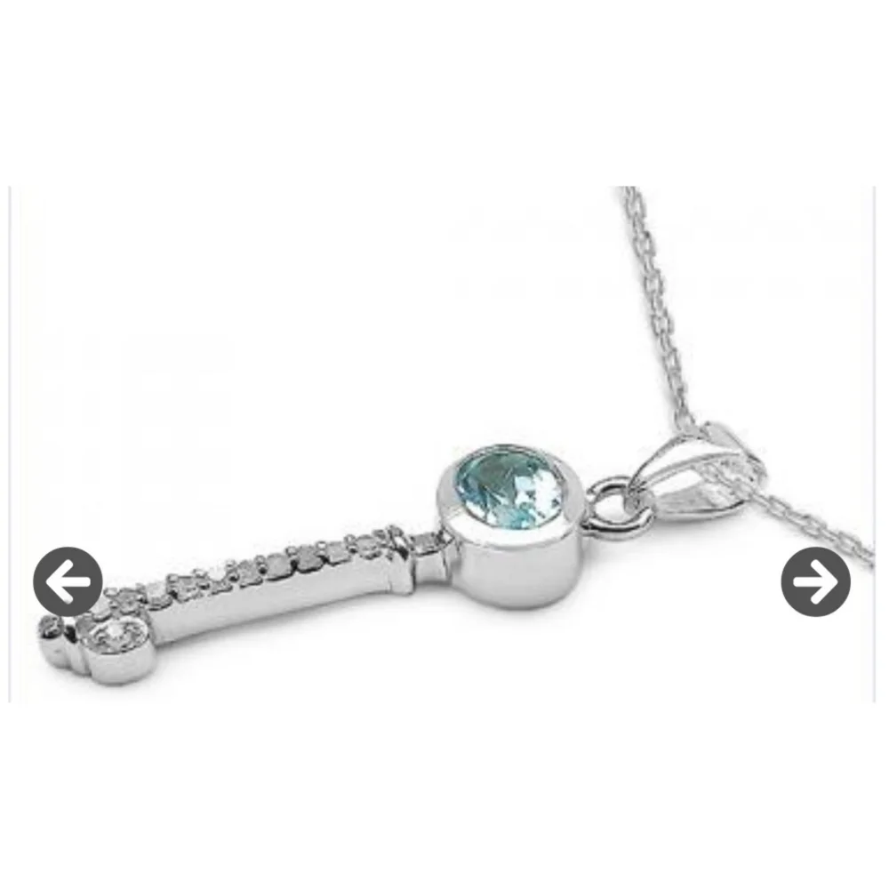 Sterling Silver Diamond & Swiss Topaz Necklace